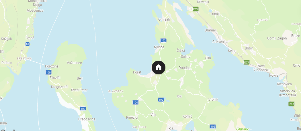 Ungefährer Standort der Villa Sveti Mare auf der Insel Krk